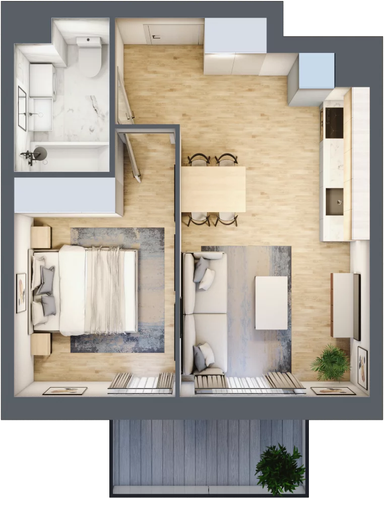 2 pokoje, mieszkanie 35,69 m², piętro 2, oferta nr OK6/A/2/4, Osiedle Kameralne 6, Warszawa, Bemowo, Jelonki Południowe, ul. Powstańców Śląskich / Połczyńska