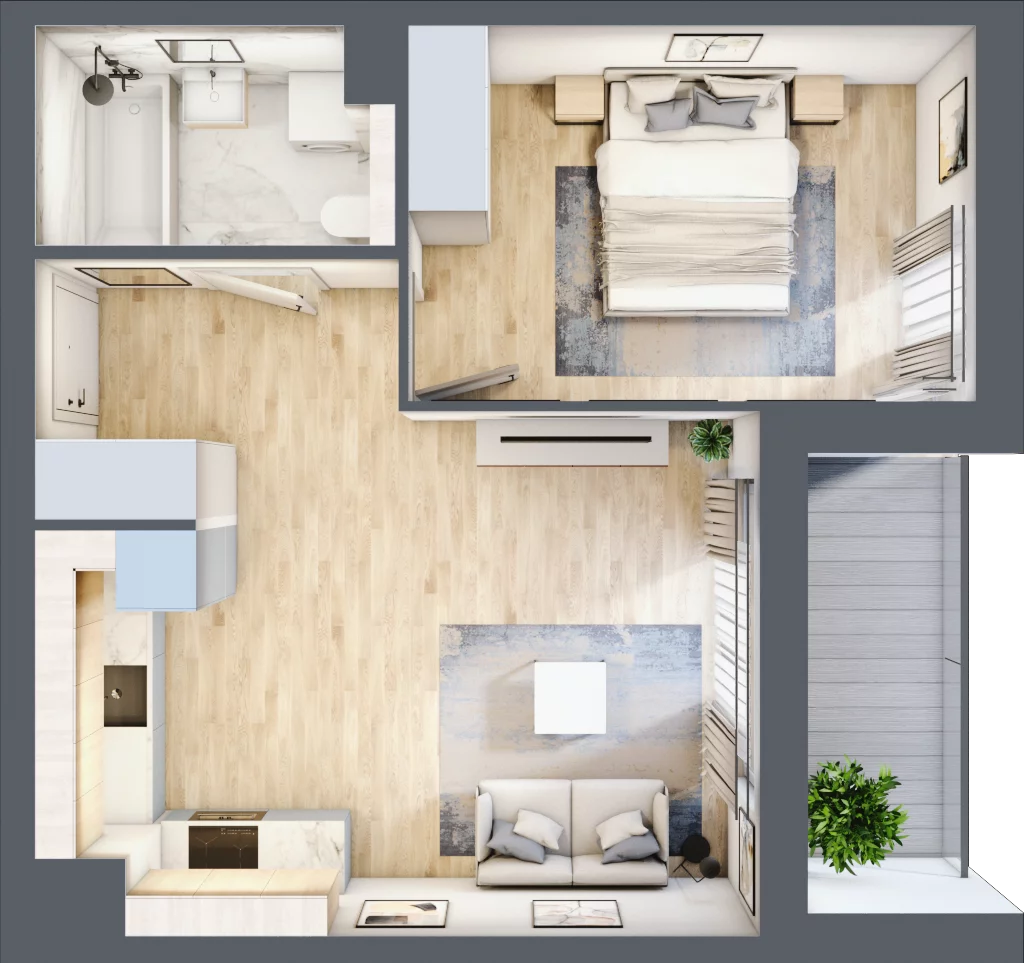 2 pokoje, mieszkanie 40,07 m², piętro 1, oferta nr RR/6A/D/1/3, Royal Residence 6A, Warszawa, Wilanów, Błonia Wilanowskie, ul. Sarmacka