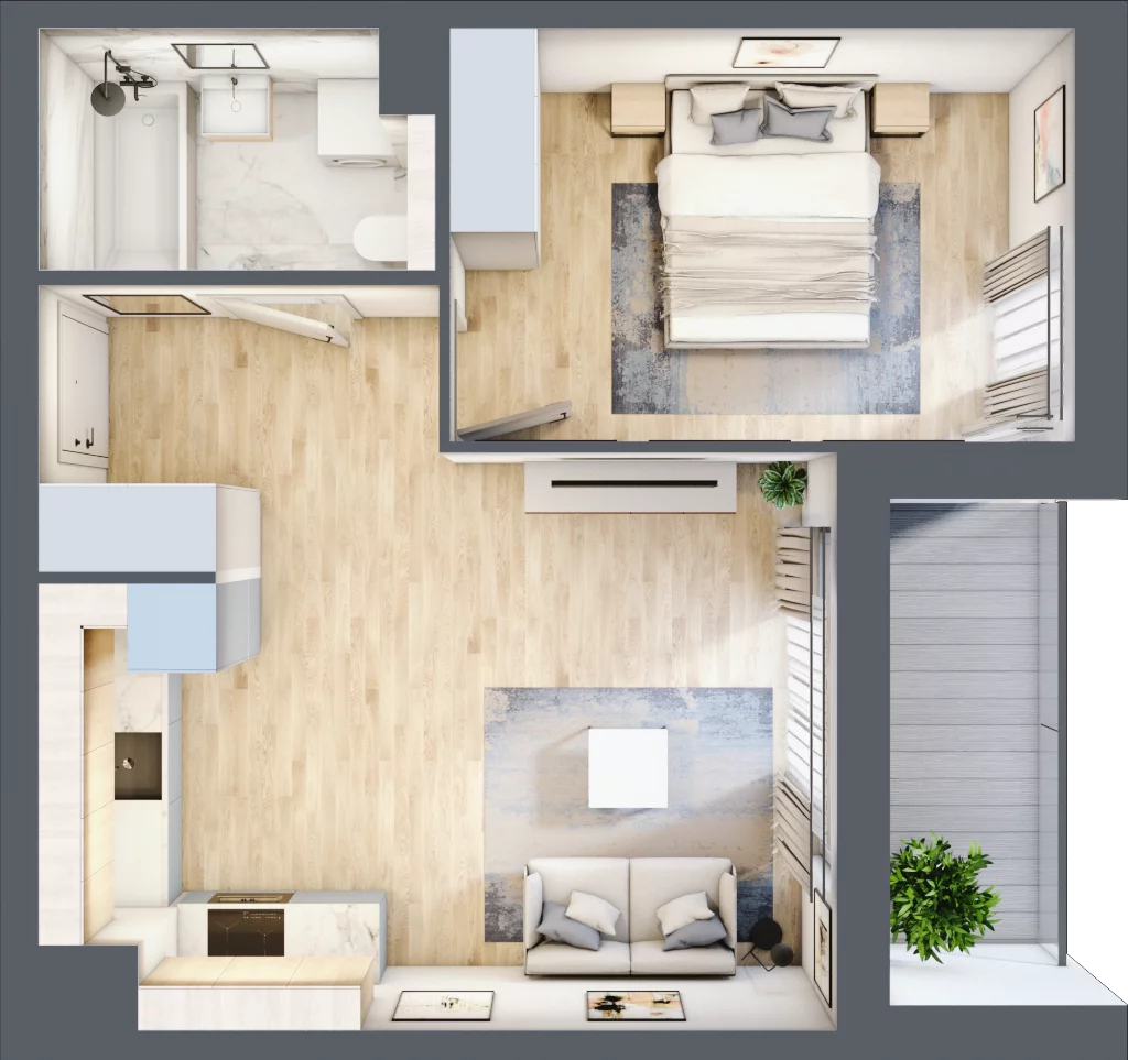 2 pokoje, mieszkanie 40,07 m², piętro 2, oferta nr RR/6A/D/2/3, Royal Residence 6A, Warszawa, Wilanów, Błonia Wilanowskie, ul. Sarmacka