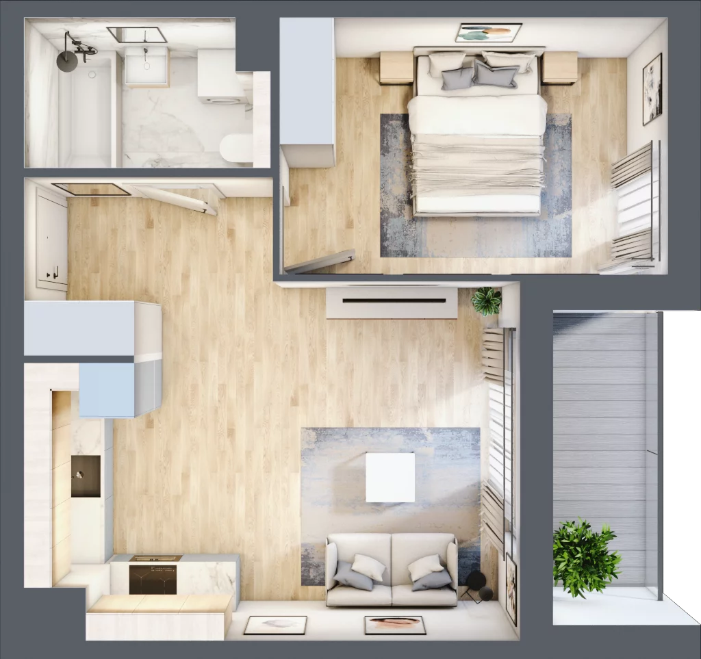 2 pokoje, mieszkanie 40,07 m², piętro 3, oferta nr RR/6A/D/3/3, Royal Residence 6A, Warszawa, Wilanów, Błonia Wilanowskie, ul. Sarmacka