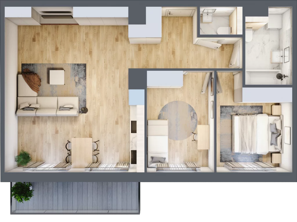 3 pokoje, mieszkanie 67,05 m², piętro 1, oferta nr RR/6B/G/1/2, Royal Residence 6B, Warszawa, Wilanów, Błonia Wilanowskie, ul. Sarmacka
