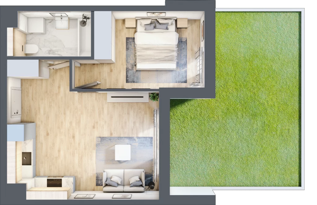 2 pokoje, mieszkanie 39,39 m², parter, oferta nr RR/6B/F/0/2, Royal Residence 6B, Warszawa, Wilanów, Błonia Wilanowskie, ul. Sarmacka