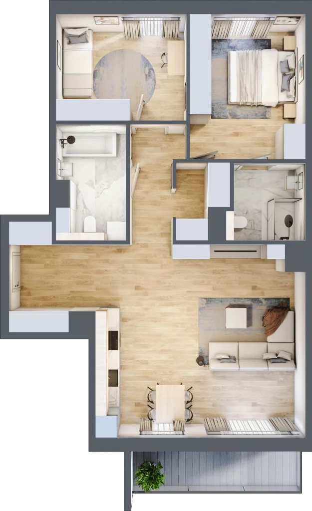 3 pokoje, mieszkanie 78,58 m², piętro 1, oferta nr RR/6B/H/1/1, Royal Residence 6B, Warszawa, Wilanów, Błonia Wilanowskie, ul. Sarmacka