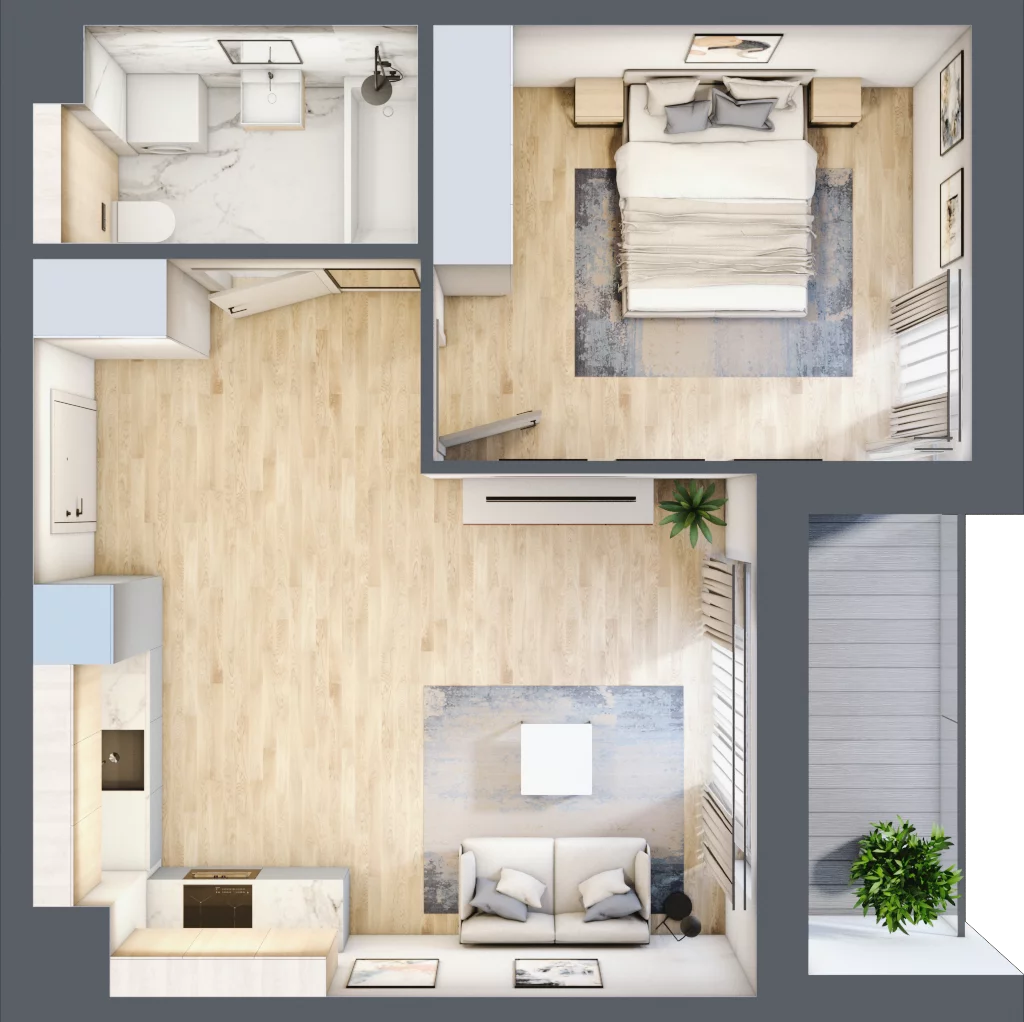 2 pokoje, mieszkanie 43,38 m², piętro 2, oferta nr RR/6B/E/2/2, Royal Residence 6B, Warszawa, Wilanów, Błonia Wilanowskie, ul. Sarmacka