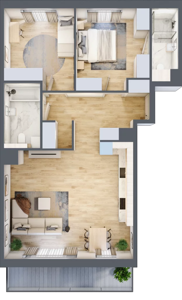3 pokoje, mieszkanie 77,04 m², piętro 1, oferta nr RR/6B/G/1/3, Royal Residence 6B, Warszawa, Wilanów, Błonia Wilanowskie, ul. Sarmacka