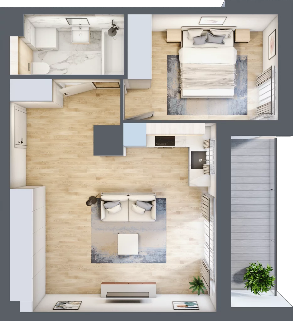 2 pokoje, mieszkanie 45,26 m², piętro 4, oferta nr RR/6B/E/4/3, Royal Residence 6B, Warszawa, Wilanów, Błonia Wilanowskie, ul. Sarmacka
