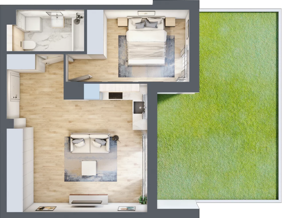 2 pokoje, mieszkanie 45,45 m², parter, oferta nr RR/6B/F/0/3, Royal Residence 6B, Warszawa, Wilanów, Błonia Wilanowskie, ul. Sarmacka