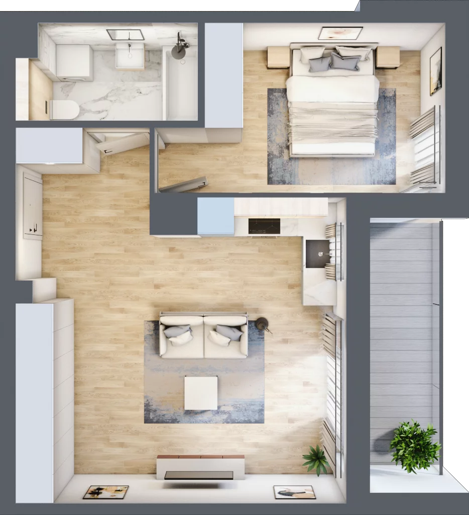 2 pokoje, mieszkanie 45,45 m², piętro 3, oferta nr RR/6B/F/3/4, Royal Residence 6B, Warszawa, Wilanów, Błonia Wilanowskie, ul. Sarmacka