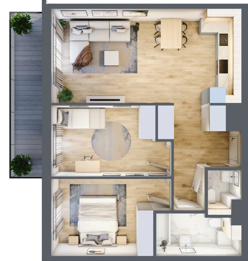 3 pokoje, mieszkanie 64,57 m², piętro 1, oferta nr RR/6B/F/1/1, Royal Residence 6B, Warszawa, Wilanów, Błonia Wilanowskie, ul. Sarmacka