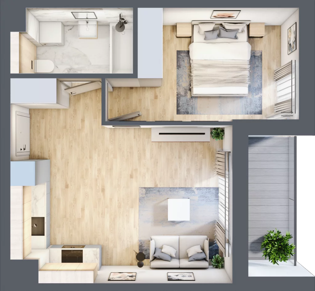 2 pokoje, mieszkanie 39,46 m², piętro 4, oferta nr RR/6B/E/4/4, Royal Residence 6B, Warszawa, Wilanów, Błonia Wilanowskie, ul. Sarmacka