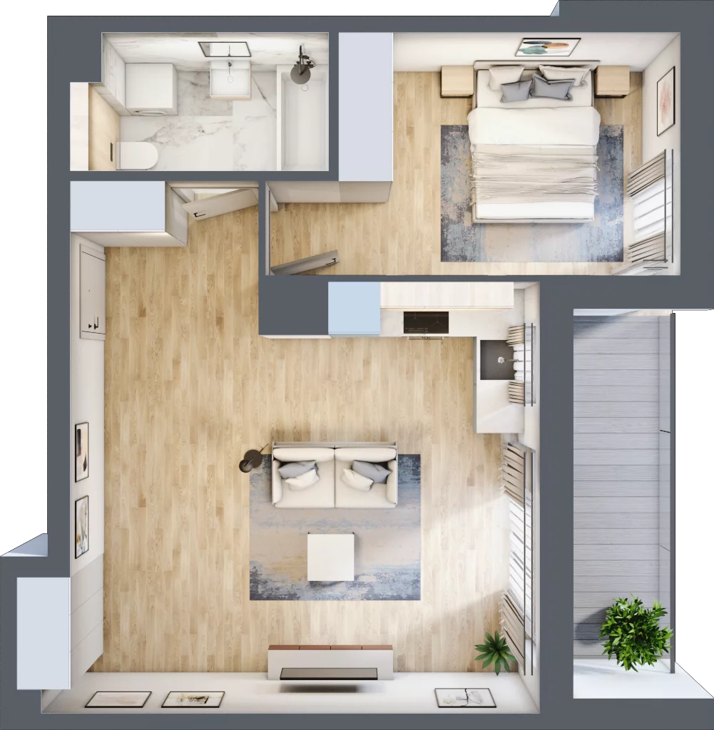 2 pokoje, mieszkanie 46,48 m², piętro 4, oferta nr RR/6B/E/4/5, Royal Residence 6B, Warszawa, Wilanów, Błonia Wilanowskie, ul. Sarmacka