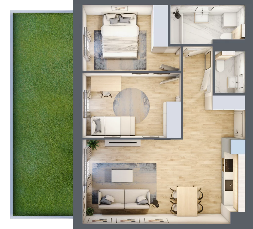 3 pokoje, mieszkanie 58,54 m², parter, oferta nr KR8/A/0/4, Apartamenty Krakowska, Wrocław, Przedmieście Oławskie, Krzyki, ul. Krakowska