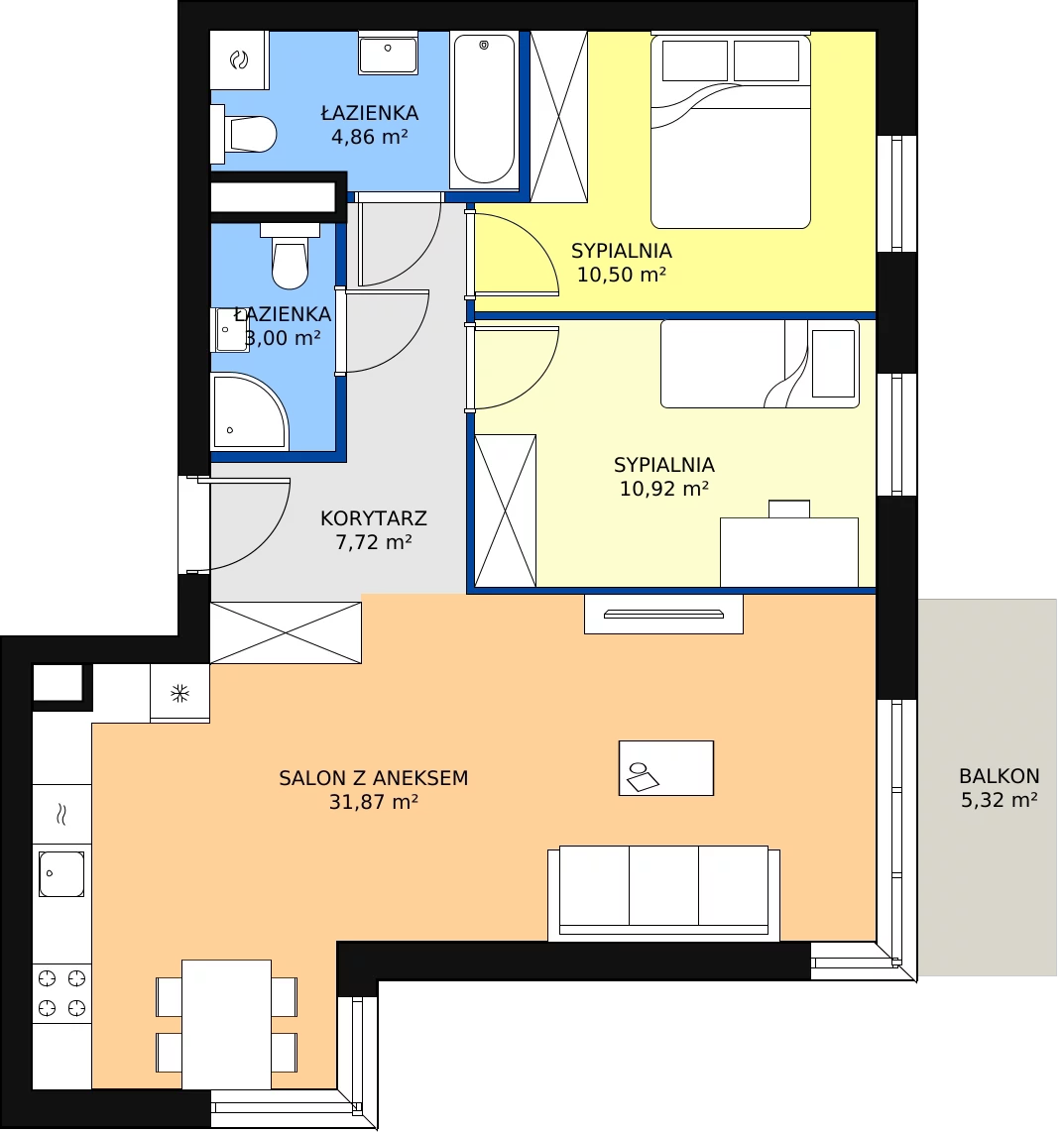 Zalety mieszkania 68.87 m², KR8/A/1/1