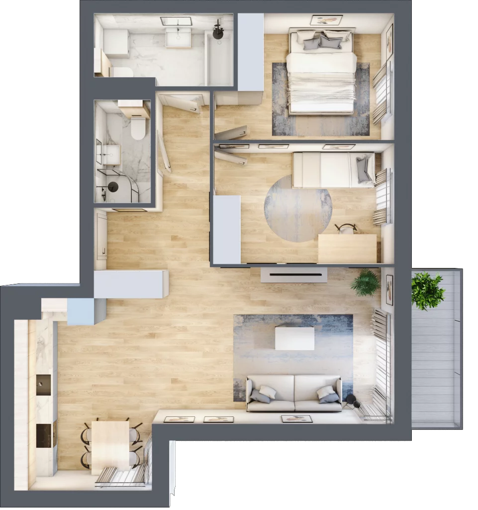 3 pokoje, mieszkanie 68,87 m², piętro 1, oferta nr KR8/A/1/1, Apartamenty Krakowska, Wrocław, Przedmieście Oławskie, Krzyki, ul. Krakowska