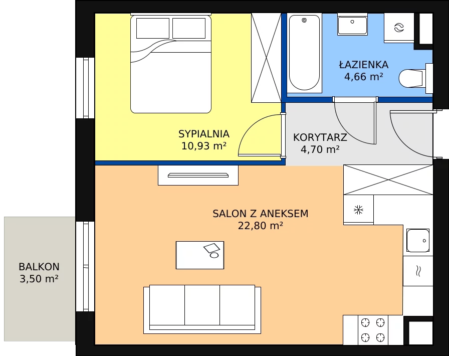 Zalety mieszkania 43.09 m², KR8/A/1/3