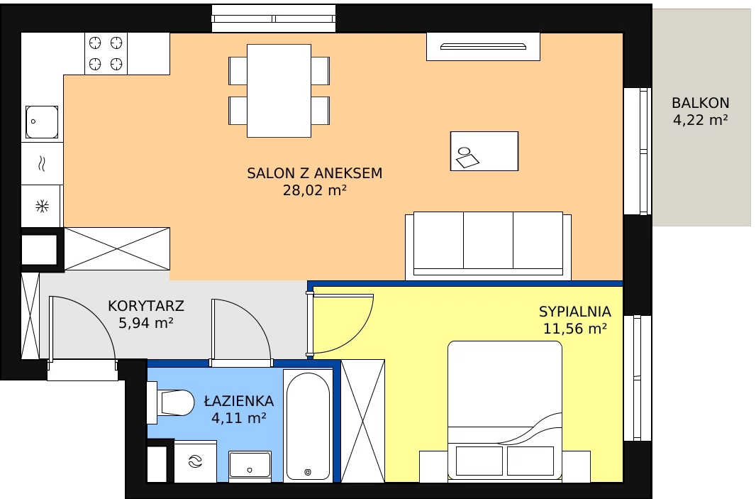 Zalety mieszkania 49.63 m², KR8/A/1/6