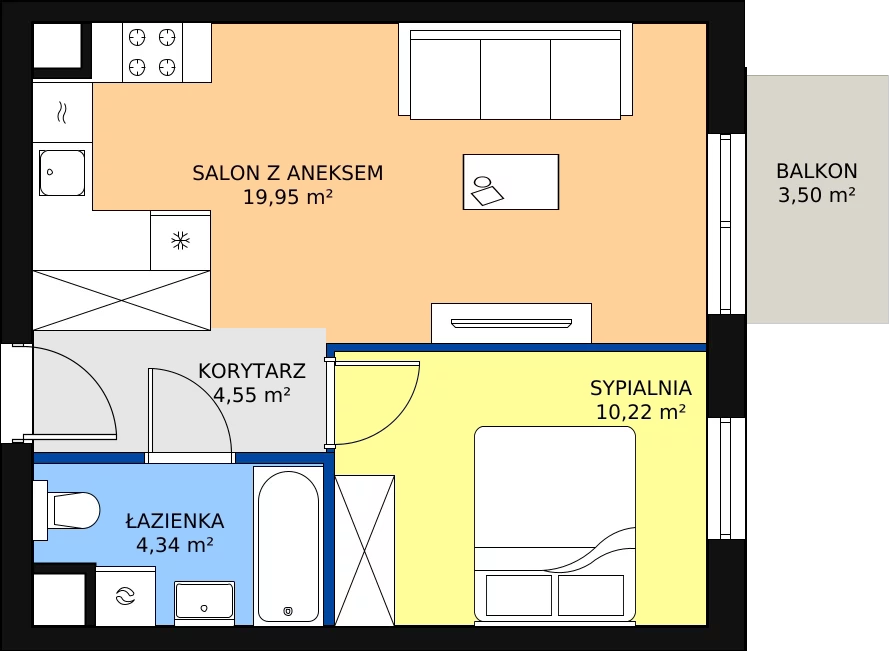 Zalety mieszkania 39.06 m², KR8/A/2/7