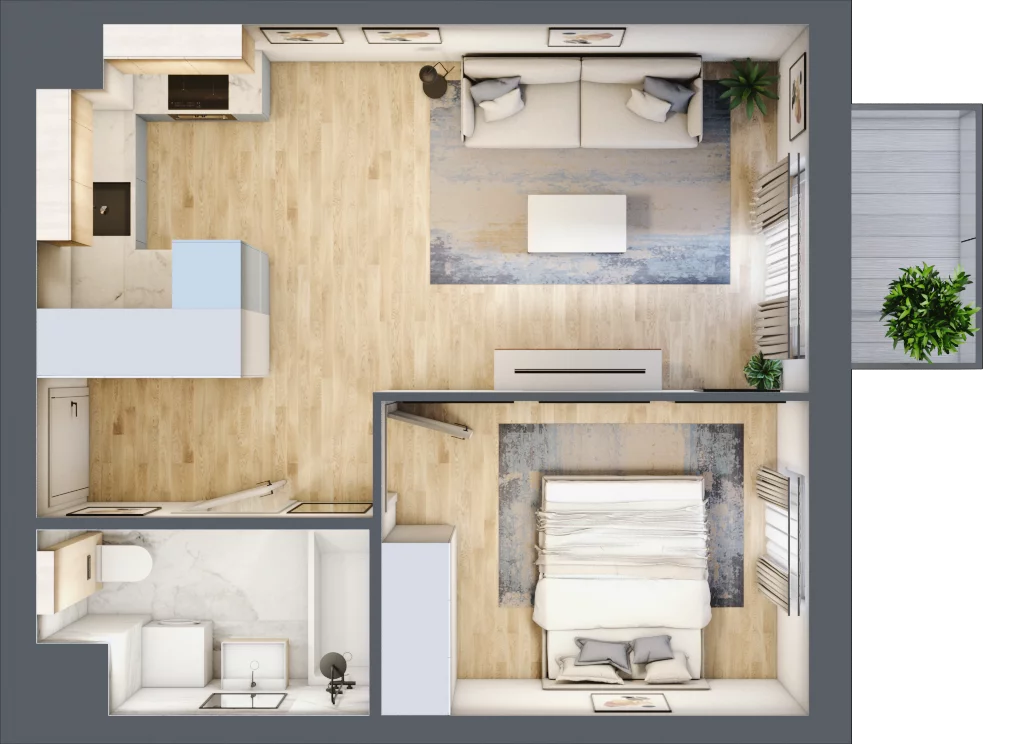 2 pokoje, mieszkanie 39,06 m², piętro 2, oferta nr KR8/A/2/7, Apartamenty Krakowska, Wrocław, Przedmieście Oławskie, Krzyki, ul. Krakowska