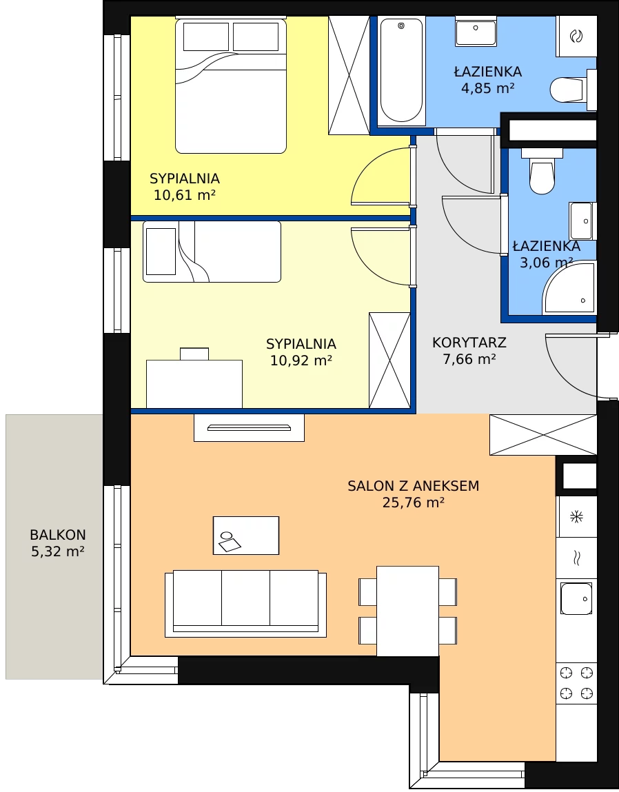 Zalety mieszkania 62.86 m², KR8/A/5/2
