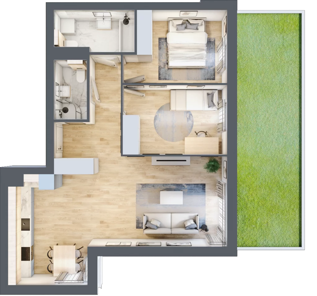 3 pokoje, mieszkanie 68,87 m², parter, oferta nr KR8/A/0/1, Apartamenty Krakowska 8, Wrocław, Przedmieście Oławskie, Krzyki, ul. Krakowska