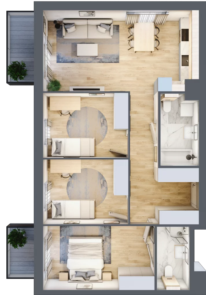 4 pokoje, mieszkanie 77,30 m², piętro 5, oferta nr KR8/A/5/5, Apartamenty Krakowska 8, Wrocław, Przedmieście Oławskie, Krzyki, ul. Krakowska
