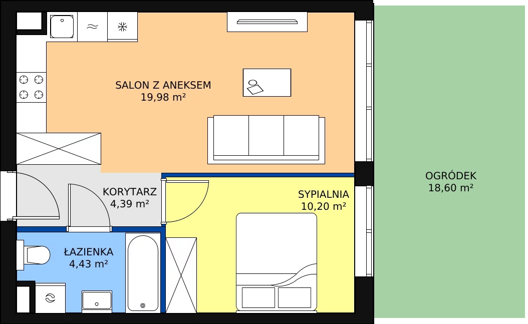 Zalety mieszkania 39 m², KR8/B/0/5