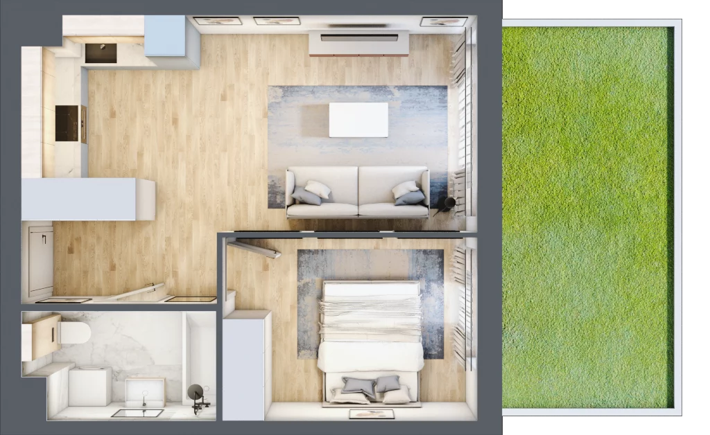 2 pokoje, mieszkanie 39,00 m², parter, oferta nr KR8/B/0/5, Apartamenty Krakowska, Wrocław, Przedmieście Oławskie, Krzyki, ul. Krakowska