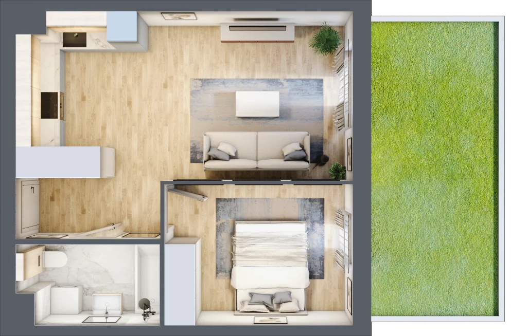 2 pokoje, mieszkanie 40,99 m², parter, oferta nr KR8/B/0/6, Apartamenty Krakowska, Wrocław, Przedmieście Oławskie, Krzyki, ul. Krakowska