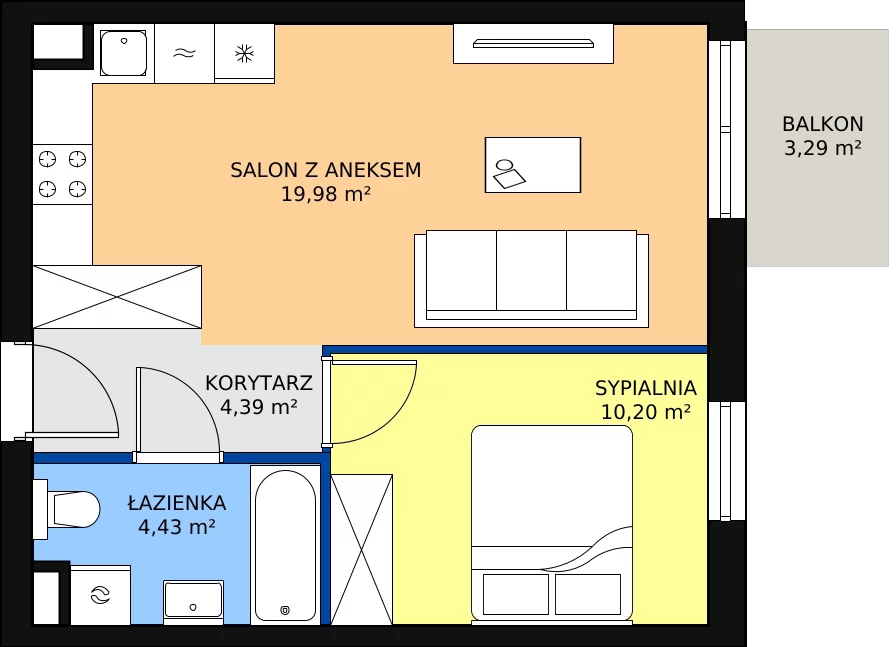 Zalety mieszkania 39 m², KR8/B/3/5