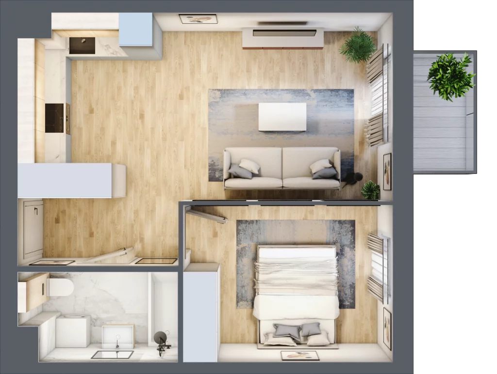 2 pokoje, mieszkanie 40,99 m², piętro 4, oferta nr KR8/B/4/6, Apartamenty Krakowska, Wrocław, Przedmieście Oławskie, Krzyki, ul. Krakowska