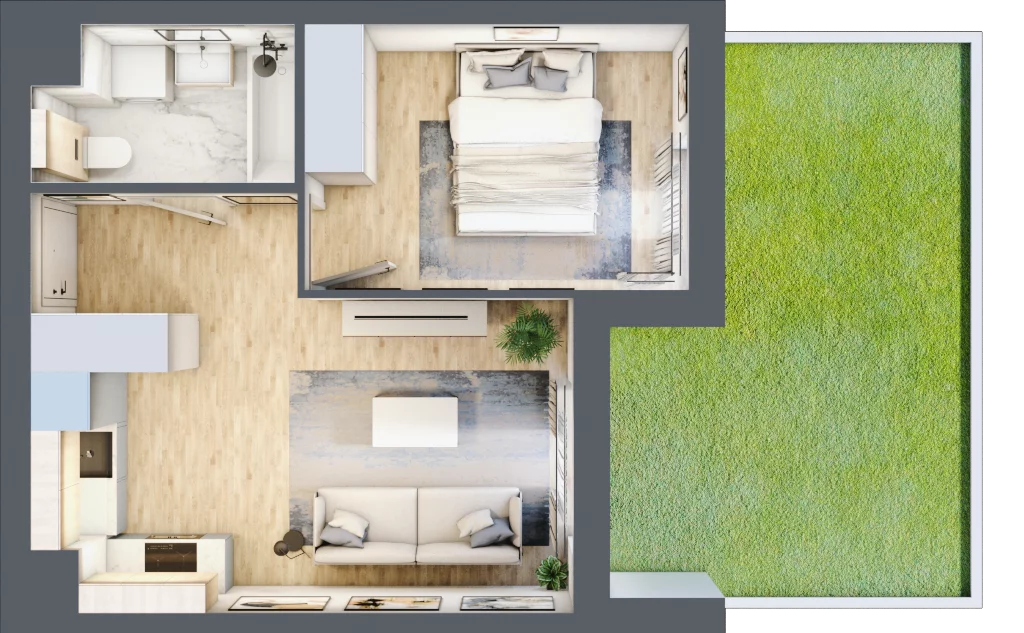 2 pokoje, mieszkanie 35,11 m², parter, oferta nr KR8/B/0/4, Apartamenty Krakowska 8, Wrocław, Przedmieście Oławskie, Krzyki, ul. Krakowska