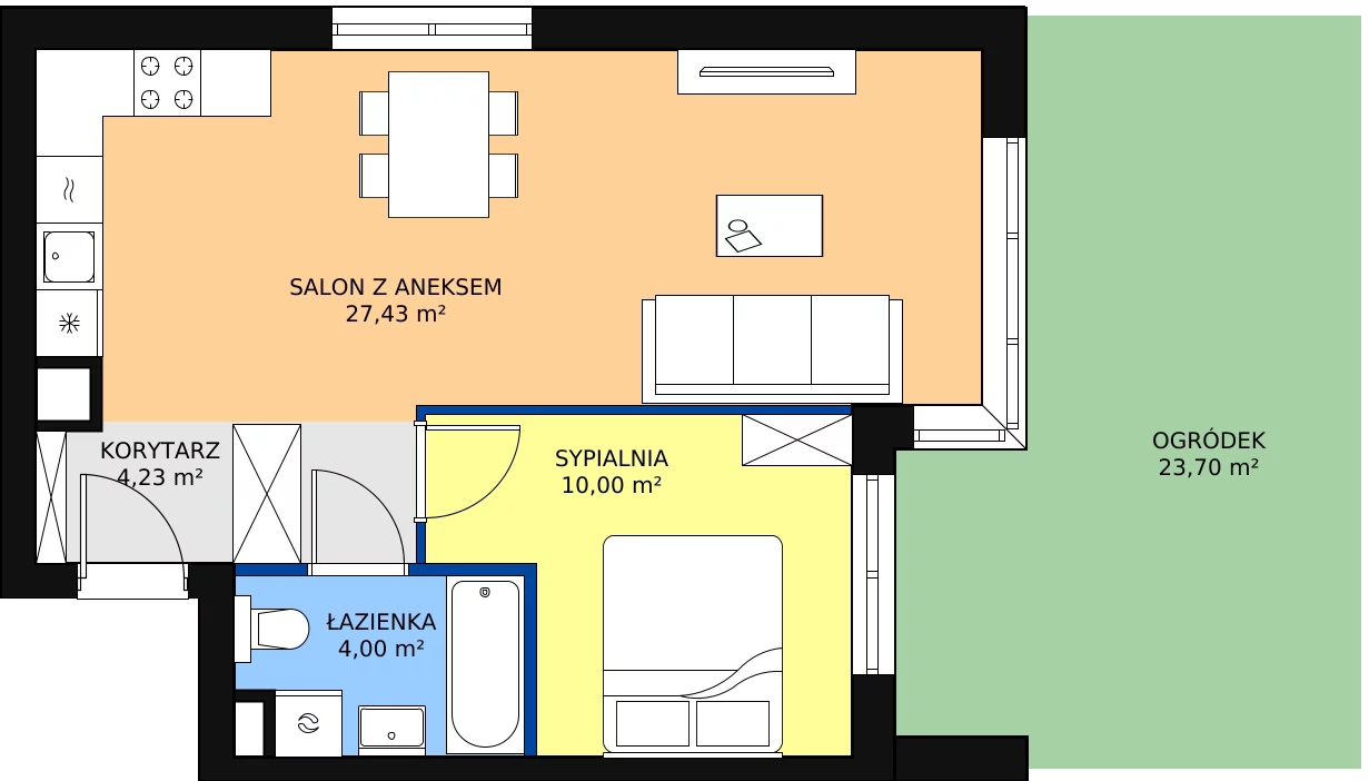 Zalety mieszkania 45.66 m², KR8/C/0/5