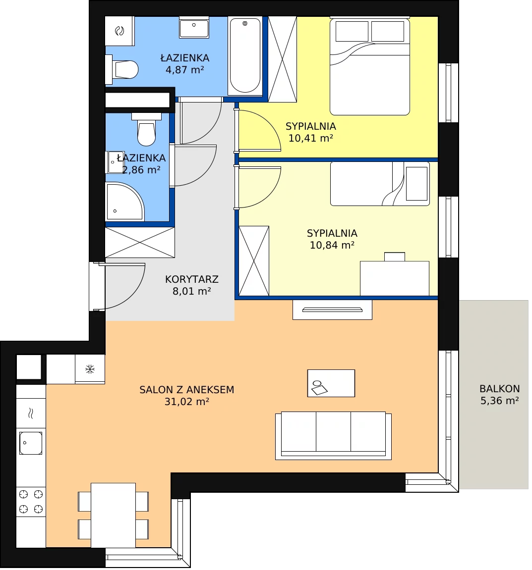 Zalety mieszkania 68.01 m², KR8/C/1/1