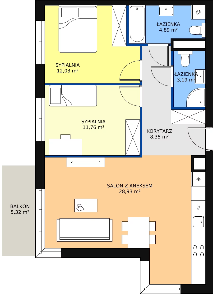 Zalety mieszkania 69.15 m², KR8/C/1/2
