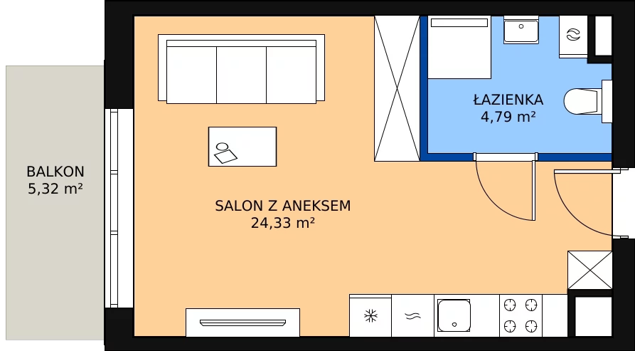 Zalety mieszkania 29.12 m², KR8/C/1/4