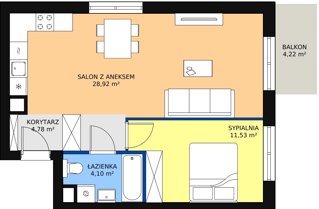 Zalety mieszkania 49.33 m², KR8/C/1/7