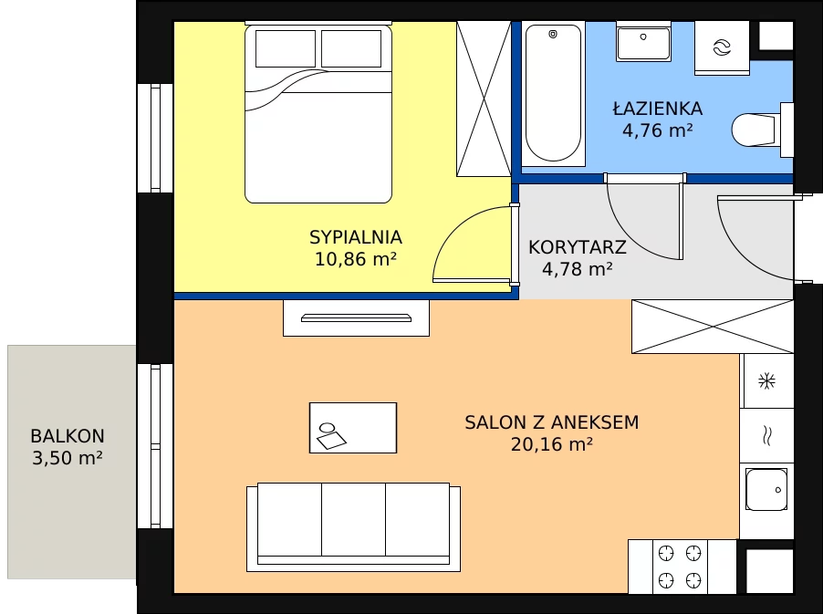 Zalety mieszkania 40.56 m², KR8/C/2/3