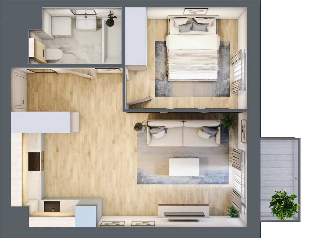 2 pokoje, mieszkanie 40,08 m², piętro 5, oferta nr KR8/C/5/8, Apartamenty Krakowska, Wrocław, Przedmieście Oławskie, Krzyki, ul. Krakowska