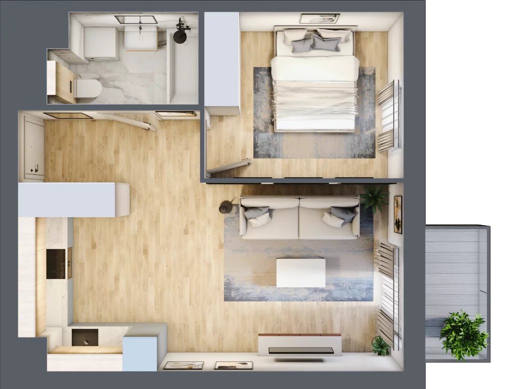 2 pokoje, mieszkanie 40,08 m², piętro 3, oferta nr KR8/C/3/8, Apartamenty Krakowska 8, Wrocław, Przedmieście Oławskie, Krzyki, ul. Krakowska