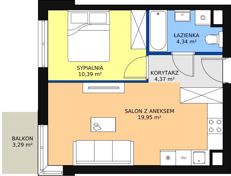 Zalety mieszkania 39.05 m², KR8/D/1/1