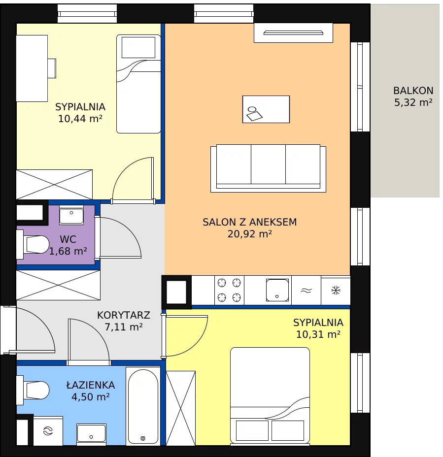 Zalety mieszkania 54.96 m², KR8/D/1/3