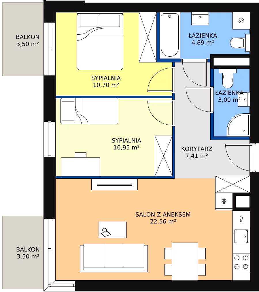 Zalety mieszkania 59.51 m², KR8/D/1/7