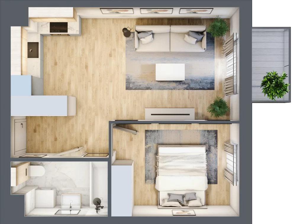 2 pokoje, mieszkanie 40,02 m², piętro 2, oferta nr KR8/D/2/4, Apartamenty Krakowska, Wrocław, Przedmieście Oławskie, Krzyki, ul. Krakowska