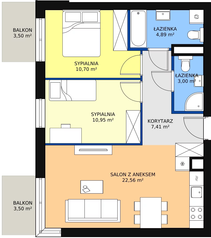 Zalety mieszkania 59.51 m², KR8/D/5/7