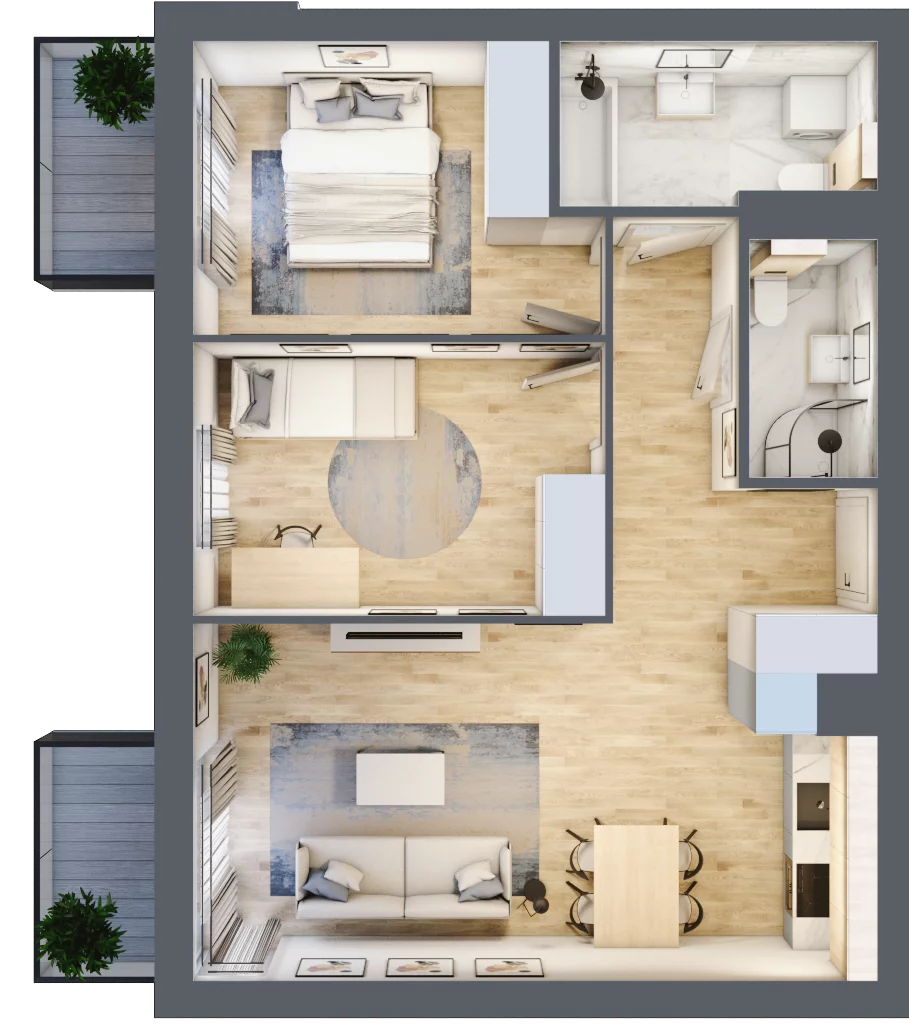 3 pokoje, mieszkanie 59,51 m², piętro 5, oferta nr KR8/D/5/7, Apartamenty Krakowska, Wrocław, Przedmieście Oławskie, Krzyki, ul. Krakowska