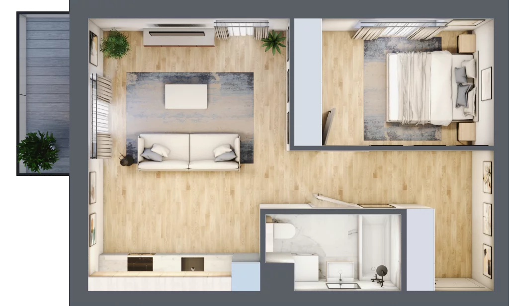 2 pokoje, mieszkanie 47,31 m², piętro 2, oferta nr KR8/D/2/2, Apartamenty Krakowska 8, Wrocław, Przedmieście Oławskie, Krzyki, ul. Krakowska