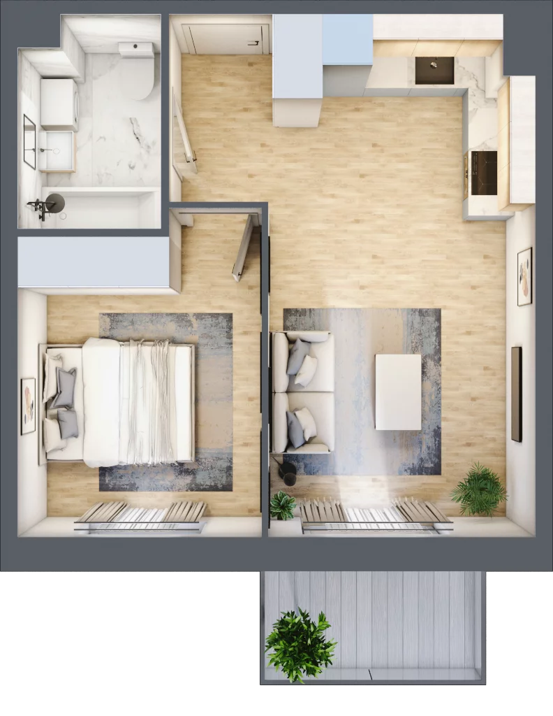 2 pokoje, mieszkanie 37,11 m², piętro 3, oferta nr PPO/M/C/3/2, Port Popowice IVa, Wrocław, Pilczyce-Kozanów-Popowice Północne, Popowice, ul. Białowieska