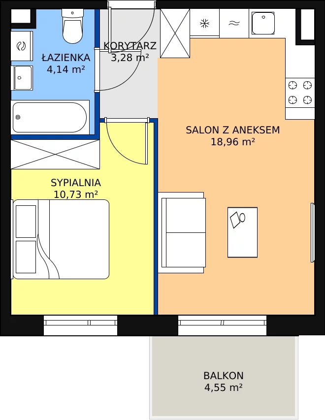 Zalety mieszkania 37.11 m², PPO/M/C/5/2