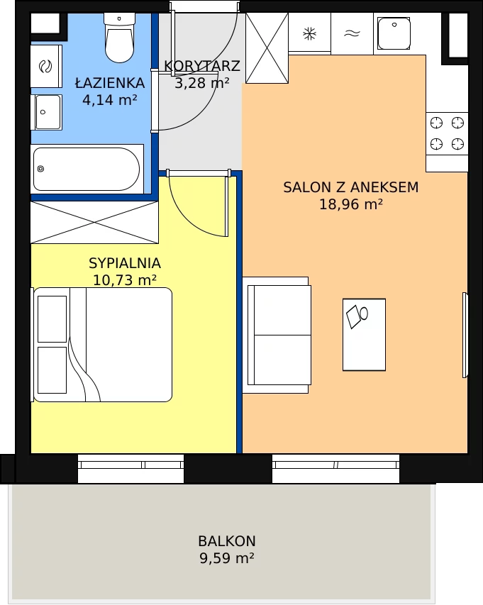 Zalety mieszkania 37.11 m², PPO/M/C/1/2