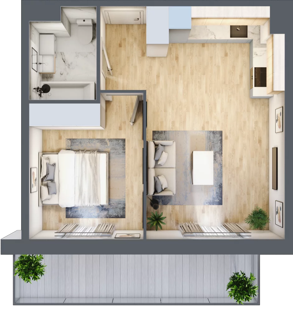 2 pokoje, mieszkanie 40,99 m², piętro 1, oferta nr PPO/M/C/1/1, Port Popowice IVa, Wrocław, Pilczyce-Kozanów-Popowice Północne, Popowice, ul. Białowieska